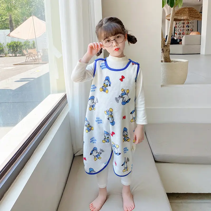 Middle-aged Kids Flannel Nightgown Sleeveless Winter Sleep Bag - Image 3