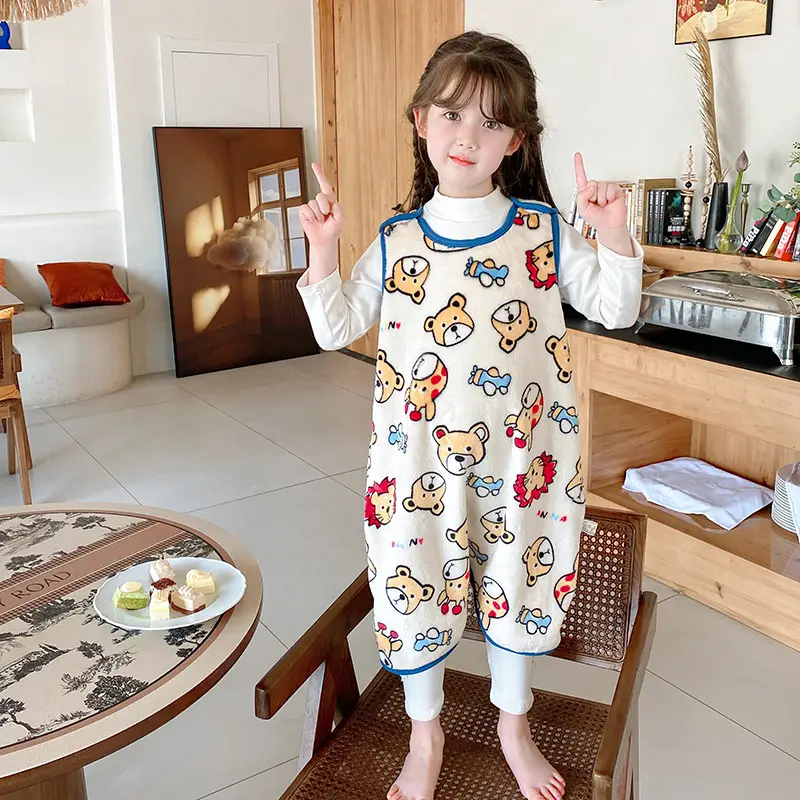 Middle-aged Kids Flannel Nightgown Sleeveless Winter Sleep Bag - Image 4