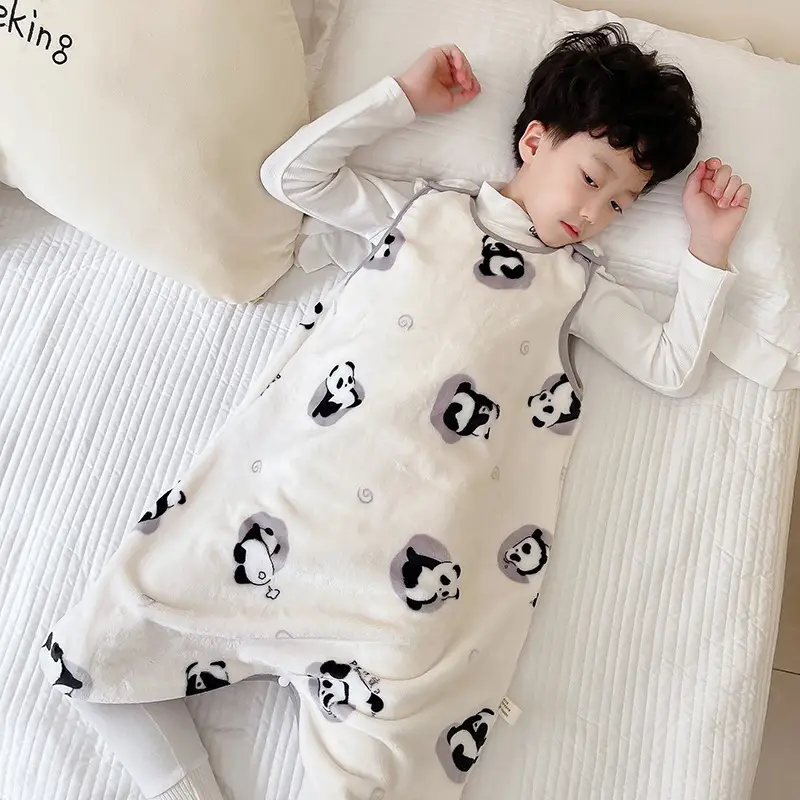Middle-aged Kids Flannel Nightgown Sleeveless Winter Sleep Bag - Image 5