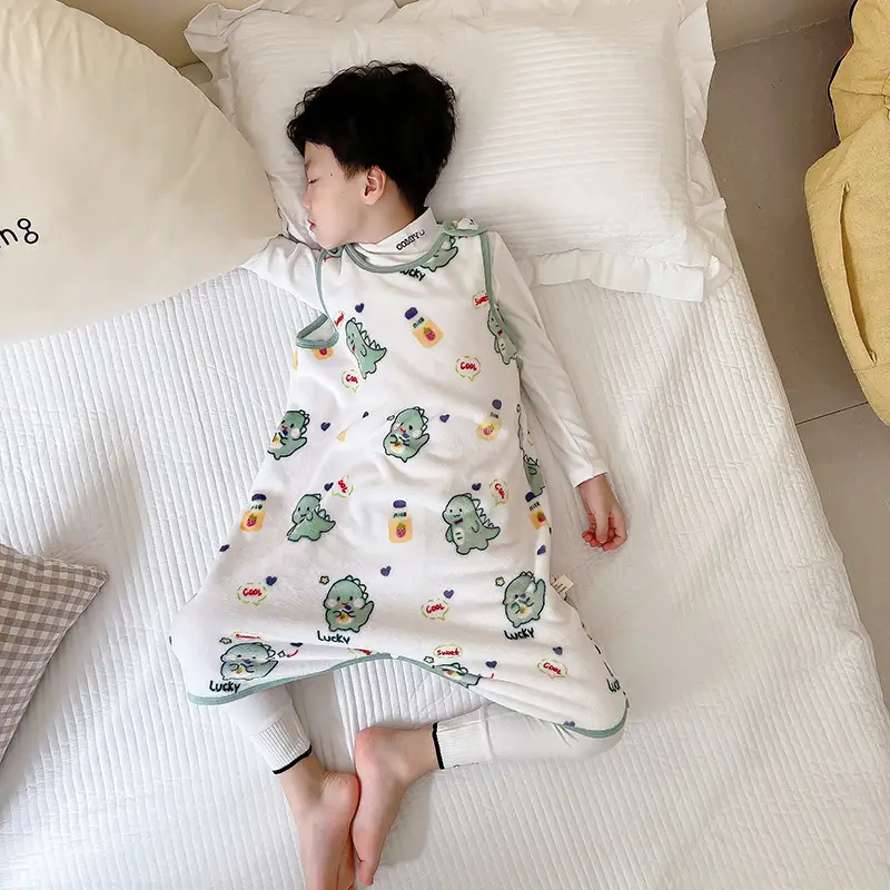 Middle-aged Kids Flannel Nightgown Sleeveless Winter Sleep Bag - Image 6