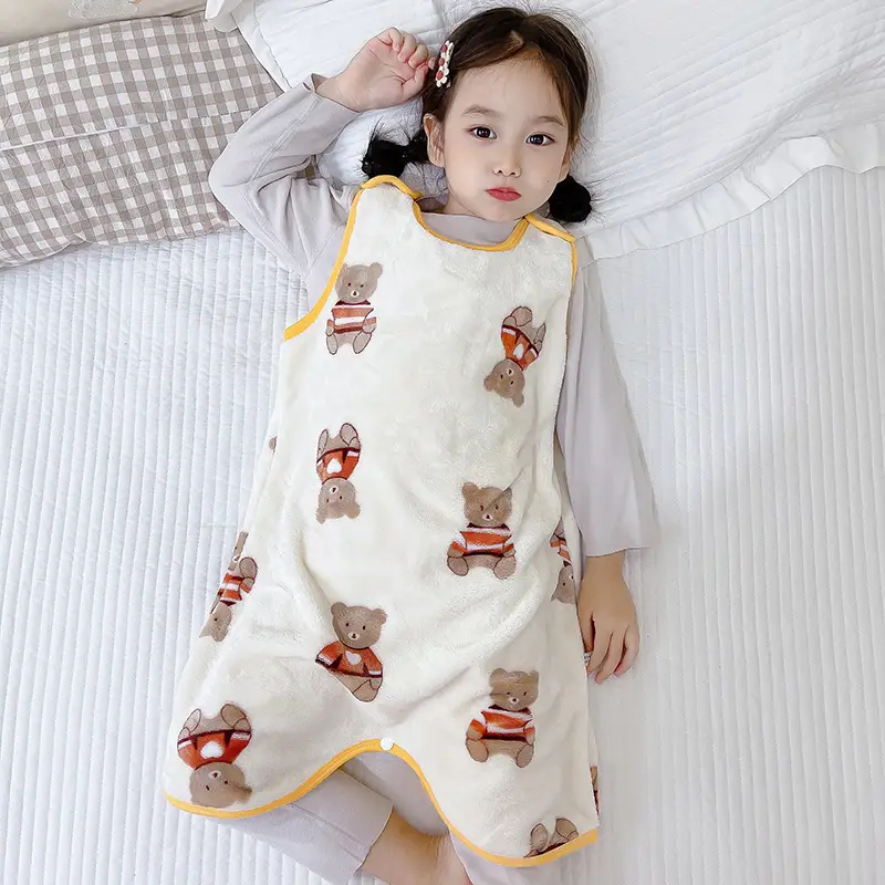 Middle-aged Kids Flannel Nightgown Sleeveless Winter Sleep Bag - Image 7