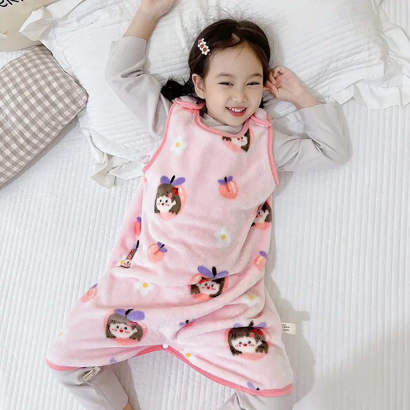 Middle-aged Kids Flannel Nightgown Sleeveless Winter Sleep Bag - Image 8