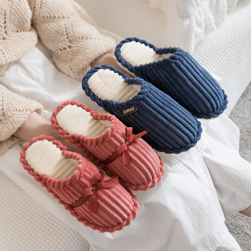 Cotton slippers women's thick bottom winter cute home home couple indoor warm cotton slippers non-slip men's slippers