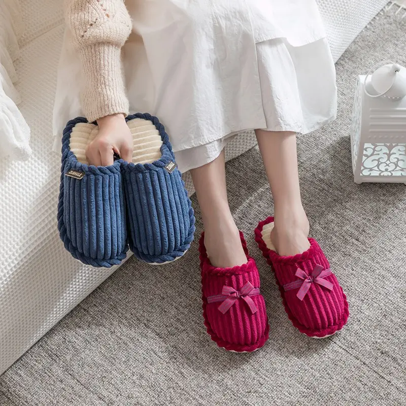 Cotton slippers women's thick bottom winter cute home home couple indoor warm cotton slippers non-slip men's slippers