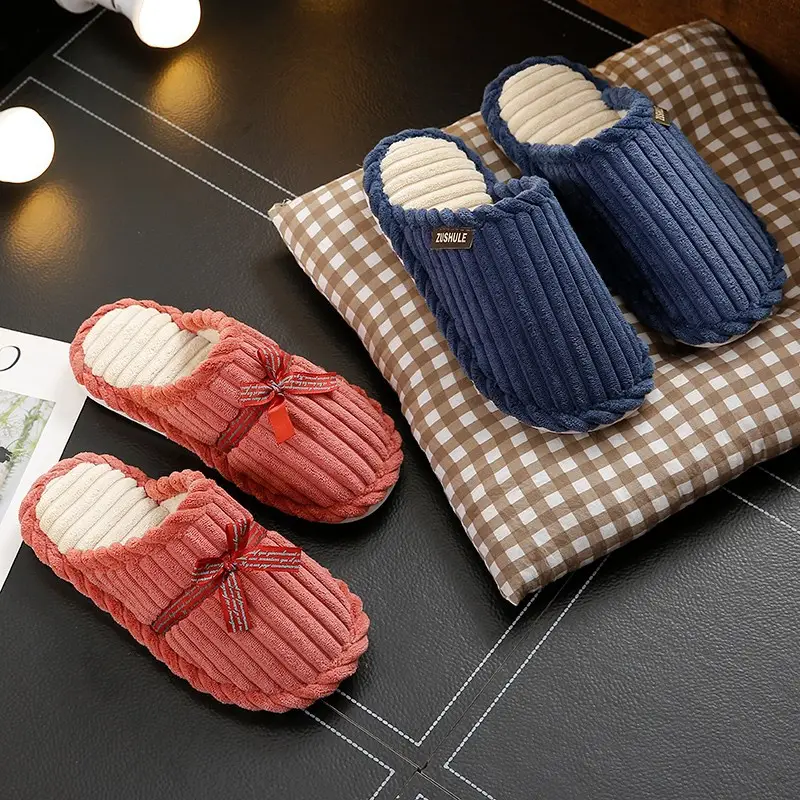Cotton slippers women's thick bottom winter cute home home couple indoor warm cotton slippers non-slip men's slippers