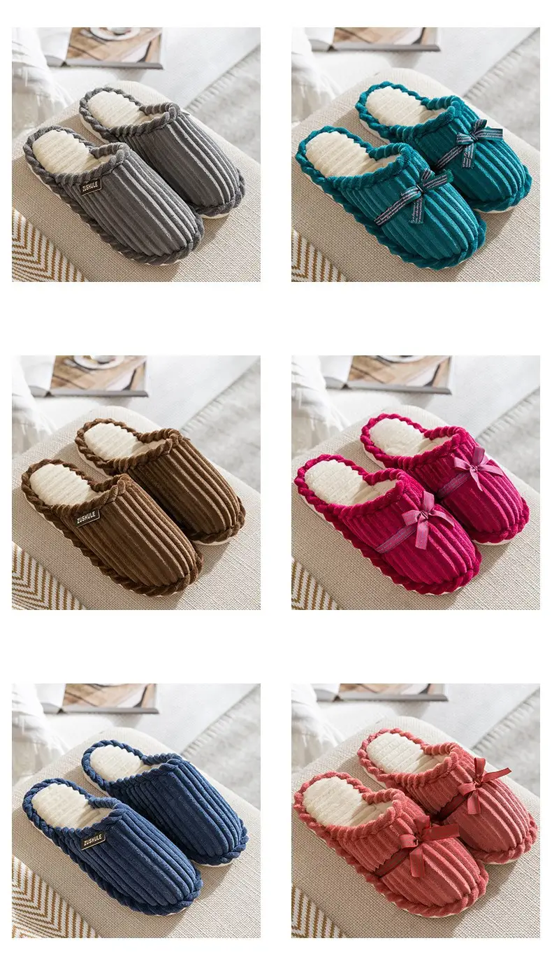 Cotton slippers women's thick bottom winter cute home home couple indoor warm cotton slippers non-slip men's slippers — feature 6