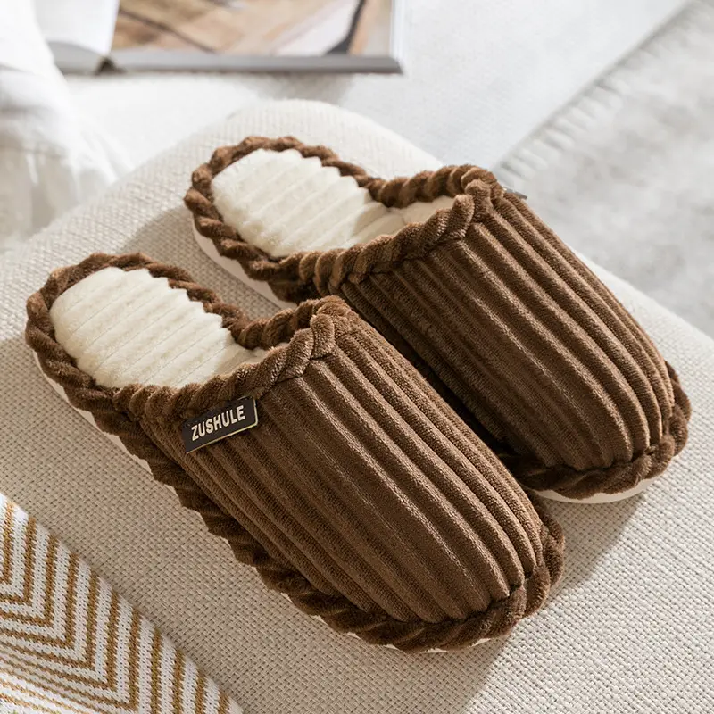 Cotton slippers women's thick bottom winter cute home home couple indoor warm cotton slippers non-slip men's slippers