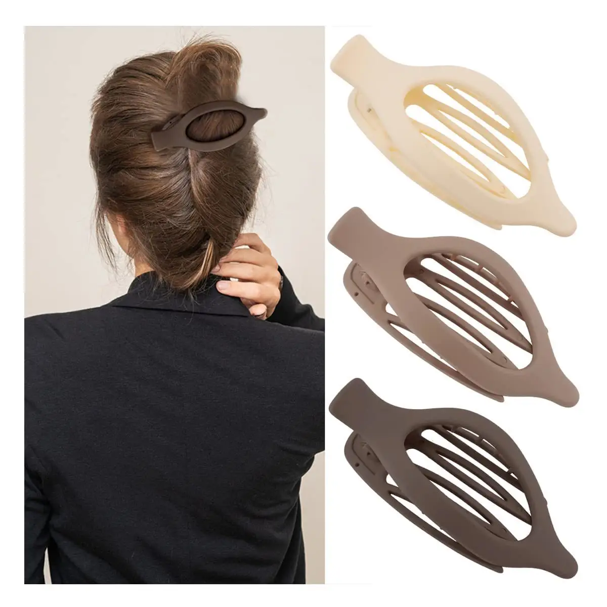 French Retro Shark Clip Hair Accessory Light Pink - Image 12