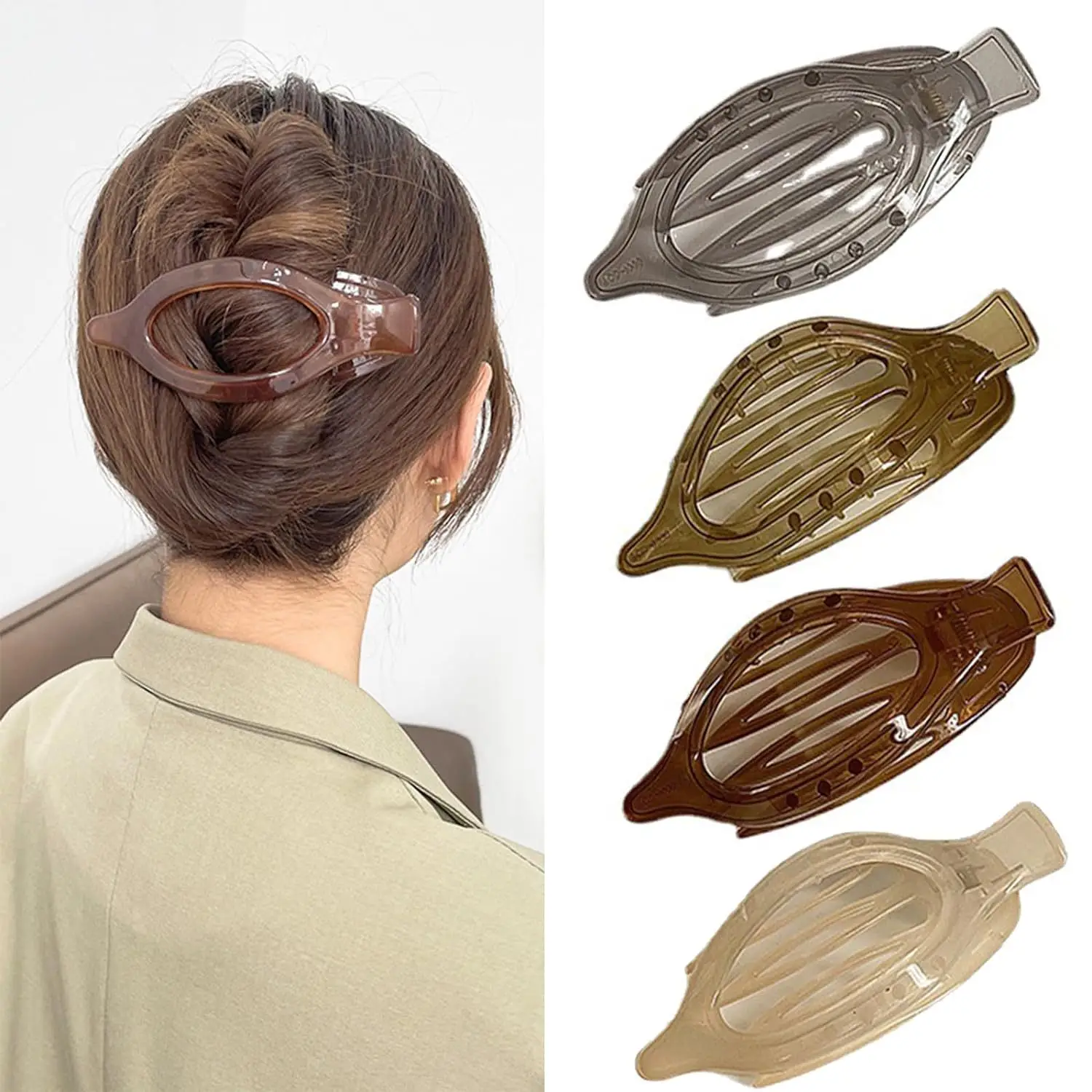 French Retro Shark Clip Hair Accessory Light Pink - Image 16