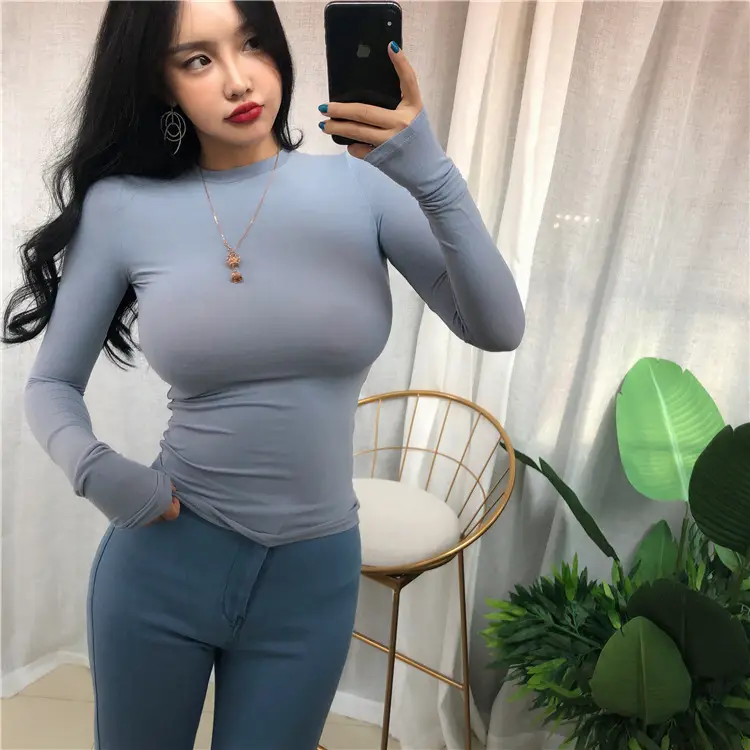 Black Long Sleeve Slim Fit T-Shirt for Women