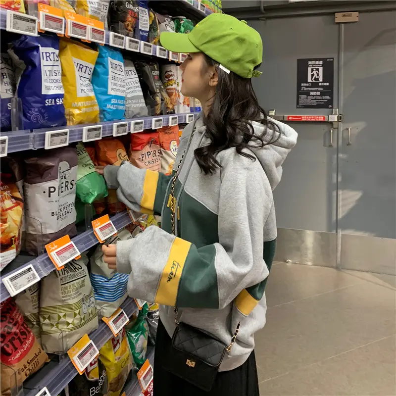 Women Fleece Hooded Sweater Green Yellow Embroidered 2022 - Image 9