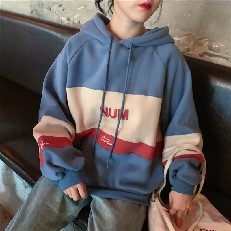 Women Fleece Hooded Sweater Green Yellow Embroidered 2022 — feature 14