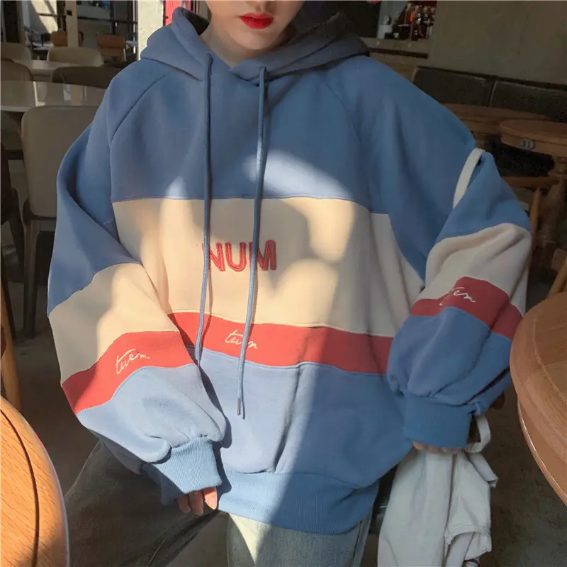 Women Fleece Hooded Sweater Green Yellow Embroidered 2022 — feature 15
