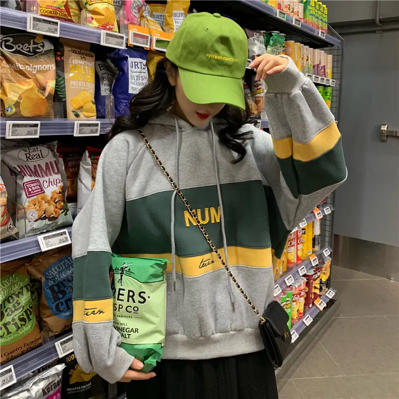Women Fleece Hooded Sweater Green Yellow Embroidered 2022 — feature 26