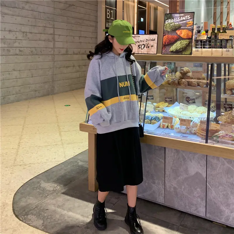 Women Fleece Hooded Sweater Green Yellow Embroidered 2022 — feature 28