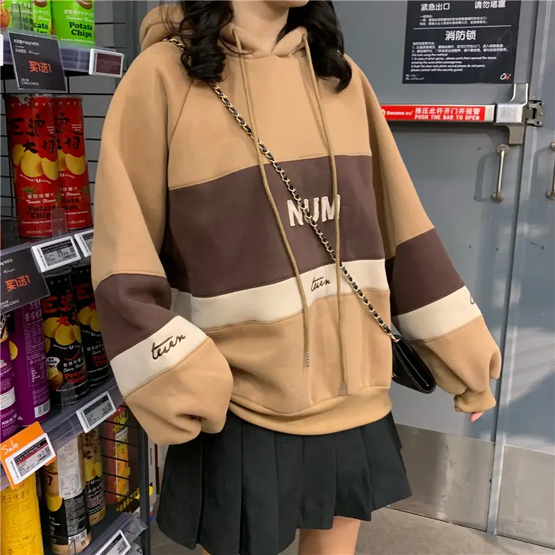 Women Fleece Hooded Sweater Green Yellow Embroidered 2022 — feature 30