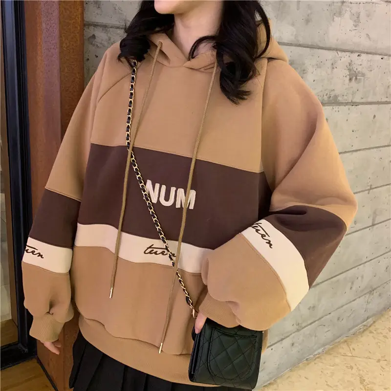 Women Fleece Hooded Sweater Green Yellow Embroidered 2022 — feature 31
