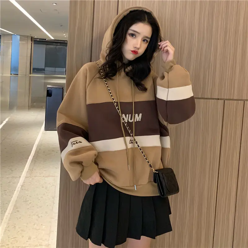 Women Fleece Hooded Sweater Green Yellow Embroidered 2022 — feature 32