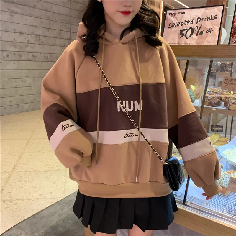 Women Fleece Hooded Sweater Green Yellow Embroidered 2022 — feature 35