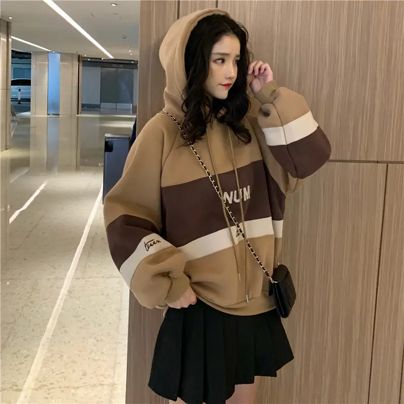 Women Fleece Hooded Sweater Green Yellow Embroidered 2022 — feature 36