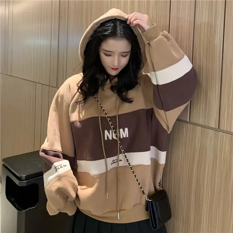 Women Fleece Hooded Sweater Green Yellow Embroidered 2022 — feature 38
