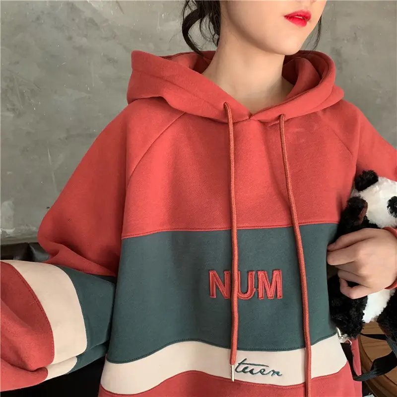 Women Fleece Hooded Sweater Green Yellow Embroidered 2022 — feature 8
