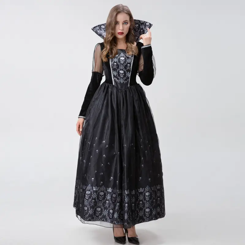 Vampire Witch Costume Dress Black Blue Red - Image 3