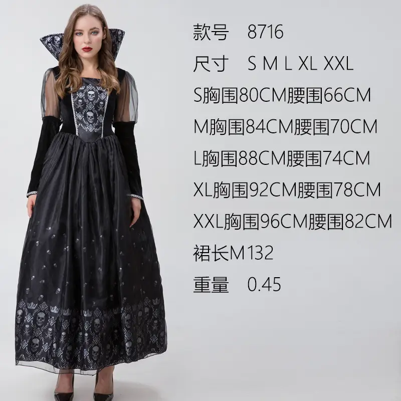 Vampire Witch Costume Dress Black Blue Red - Image 4