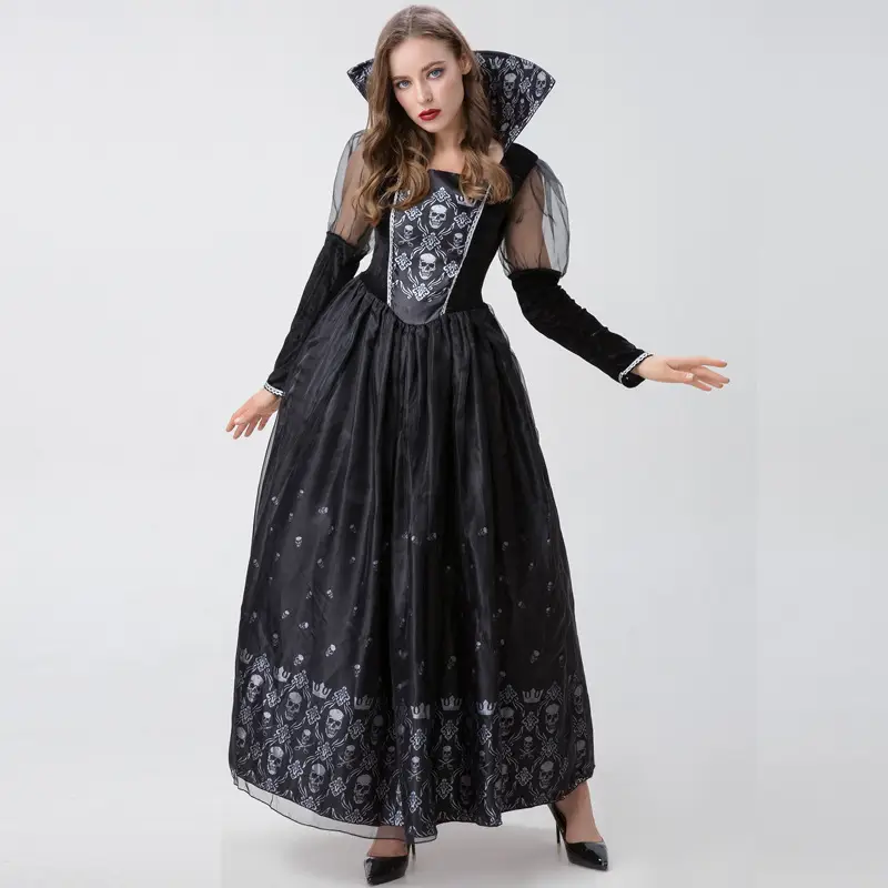 Vampire Witch Costume Dress Black Blue Red - Image 5