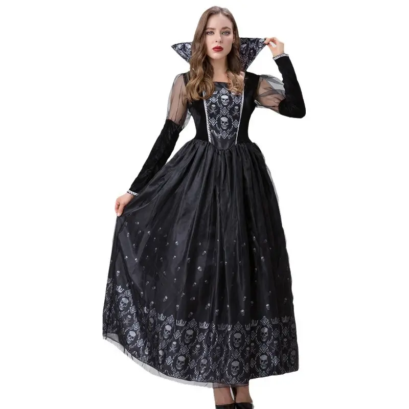 Vampire Witch Costume Dress Black Blue Red - Image 6