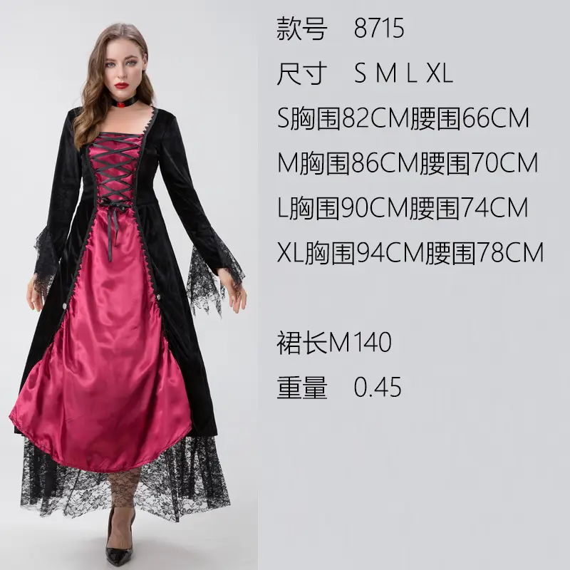 Vampire Witch Costume Dress Black Blue Red — feature 4