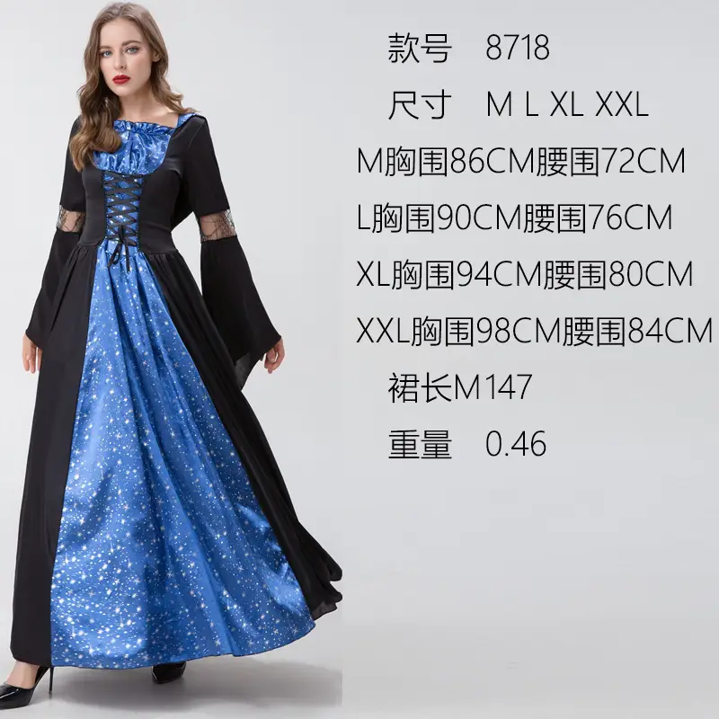 Vampire Witch Costume Dress Black Blue Red — feature 5