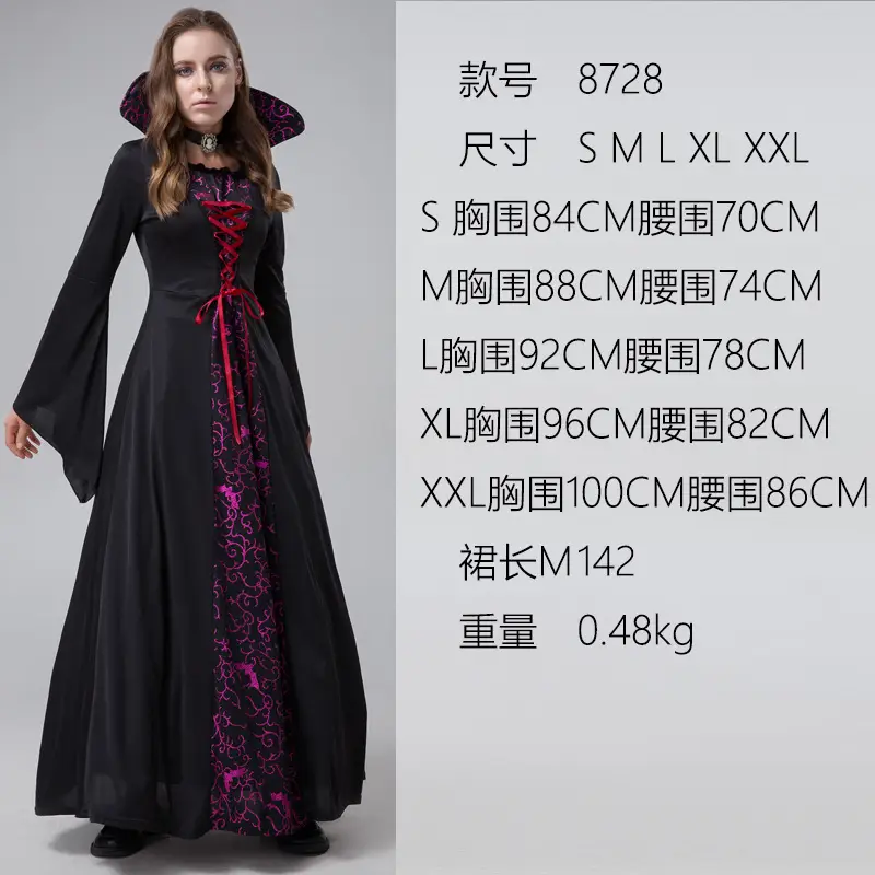 Vampire Witch Costume Dress Black Blue Red — feature 6