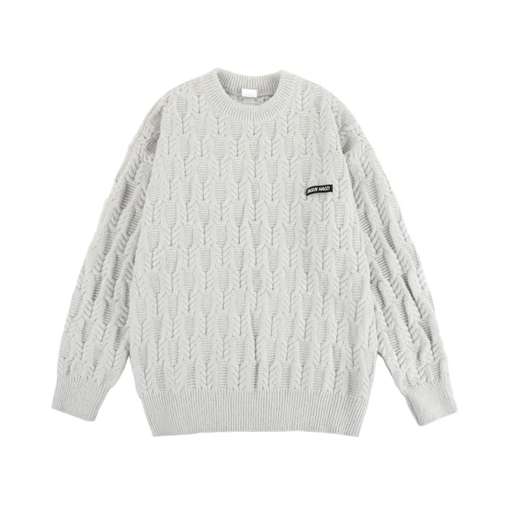 Men's Brown Knitted Round Neck Sweater Winter Wear - Image 7