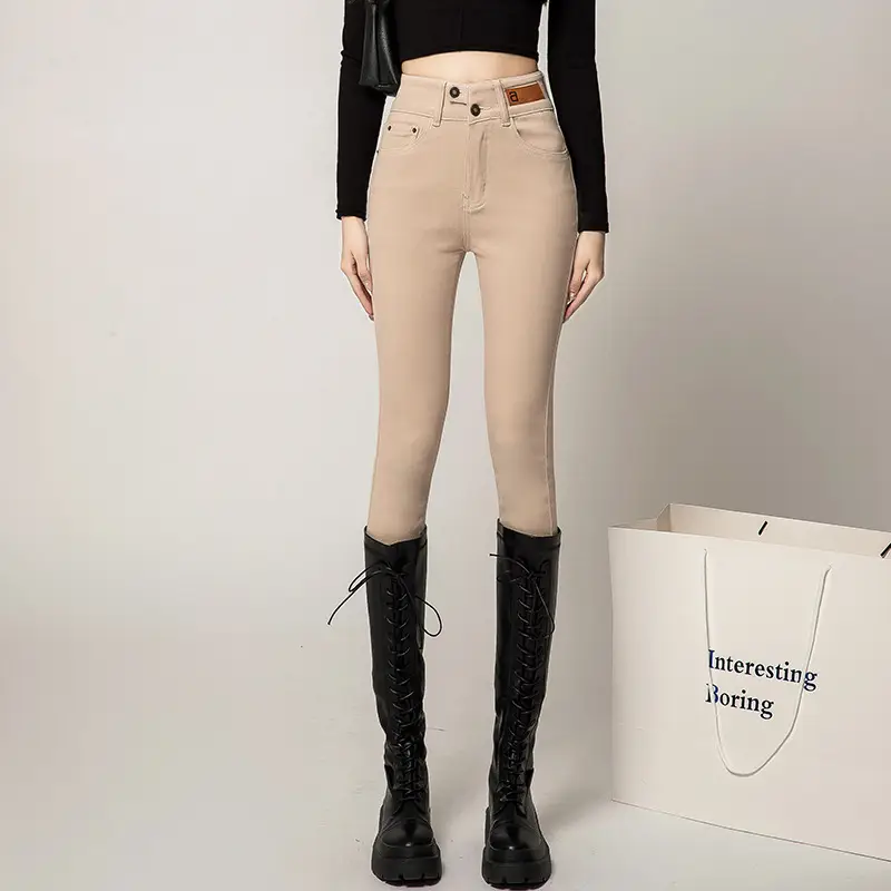 Women's Creamy White Slimming High Waist Skinny Pants