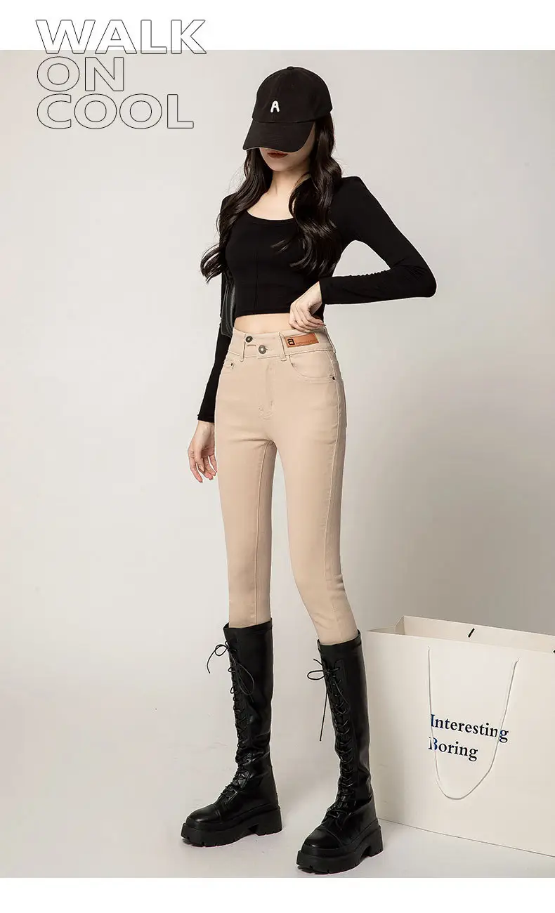 Women's Creamy White Slimming High Waist Skinny Pants — feature 13