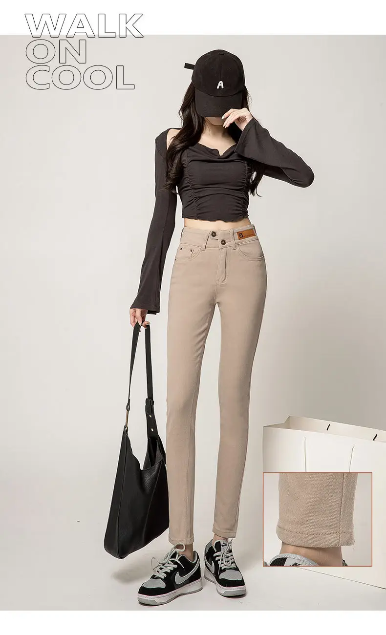 Women's Creamy White Slimming High Waist Skinny Pants — feature 18