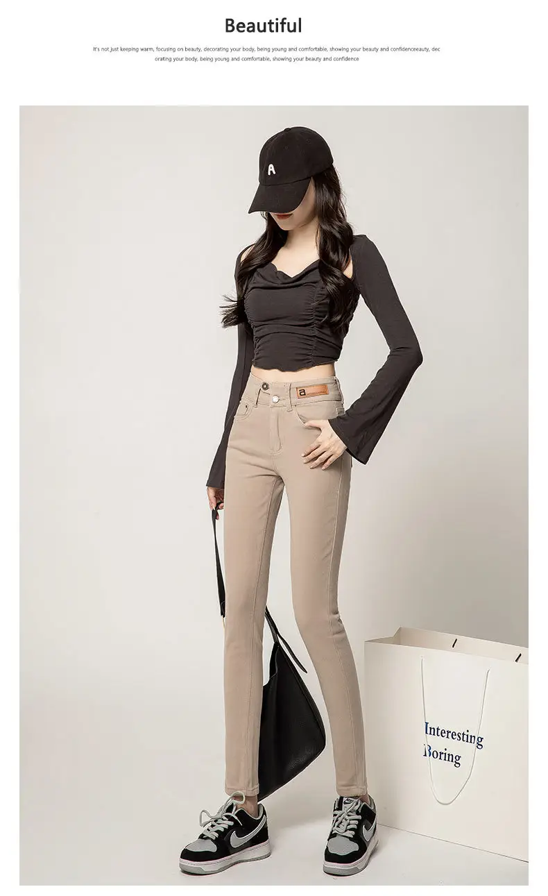 Women's Creamy White Slimming High Waist Skinny Pants — feature 19