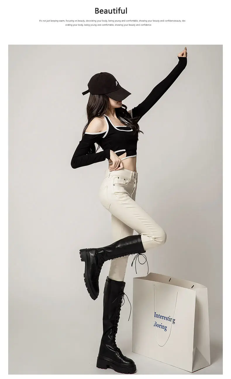 Women's Creamy White Slimming High Waist Skinny Pants — feature 8
