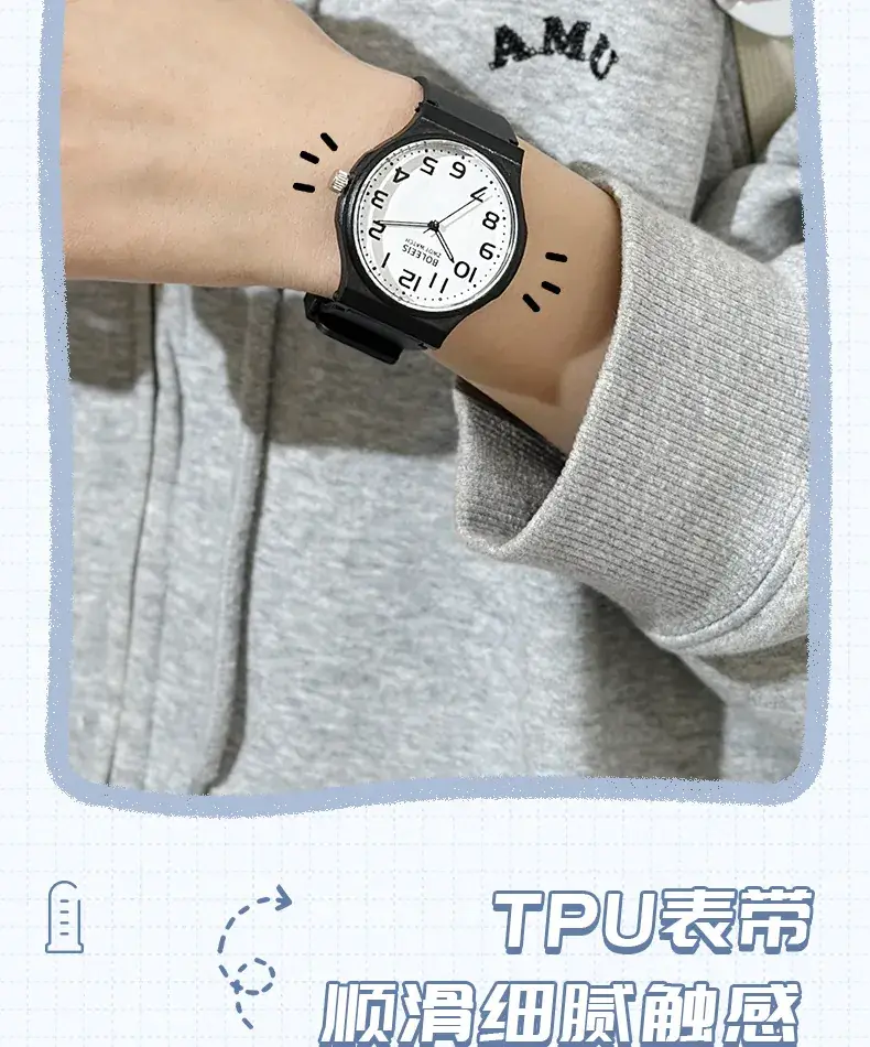 Men Black Analog Quartz Watch Lightweight Waterproof — feature 12