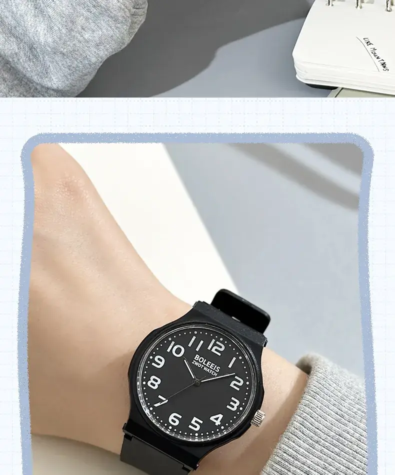 Men Black Analog Quartz Watch Lightweight Waterproof — feature 17