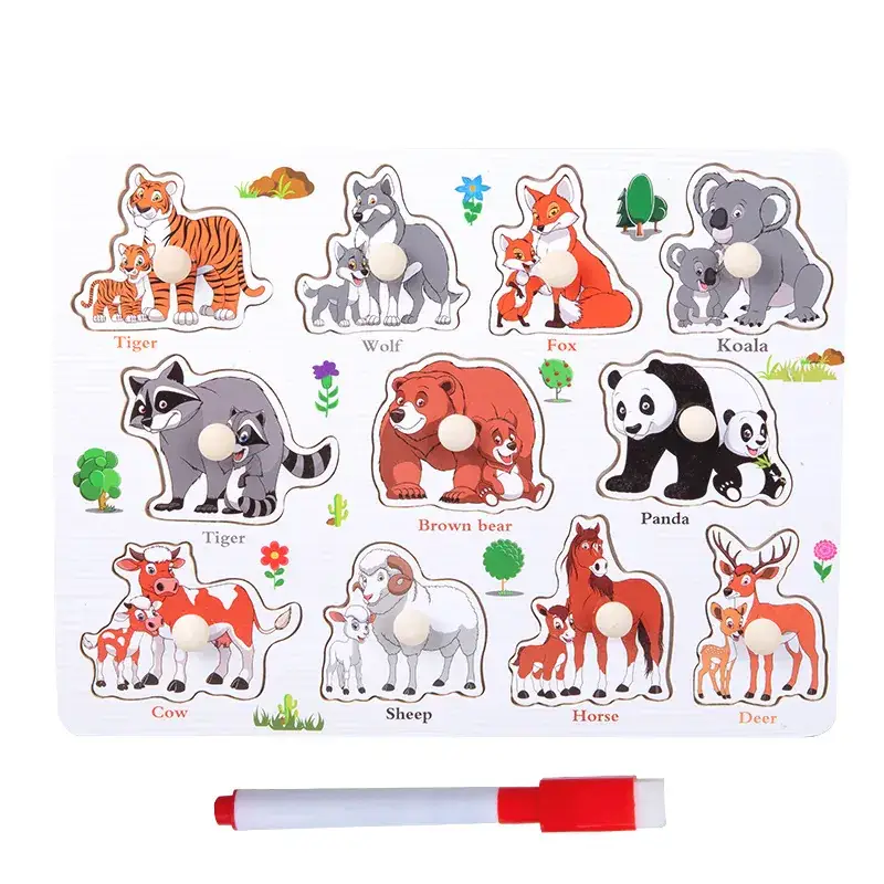 Wooden Animal & Number Puzzles for Kids - Image 15