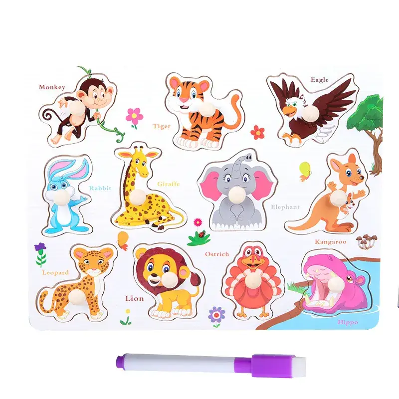 Wooden Animal & Number Puzzles for Kids - Image 16