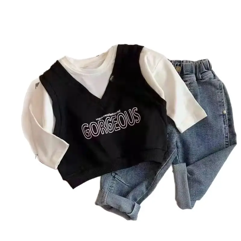 Children's Boys Striped T-Shirt Set Black White 2026 - Image 6