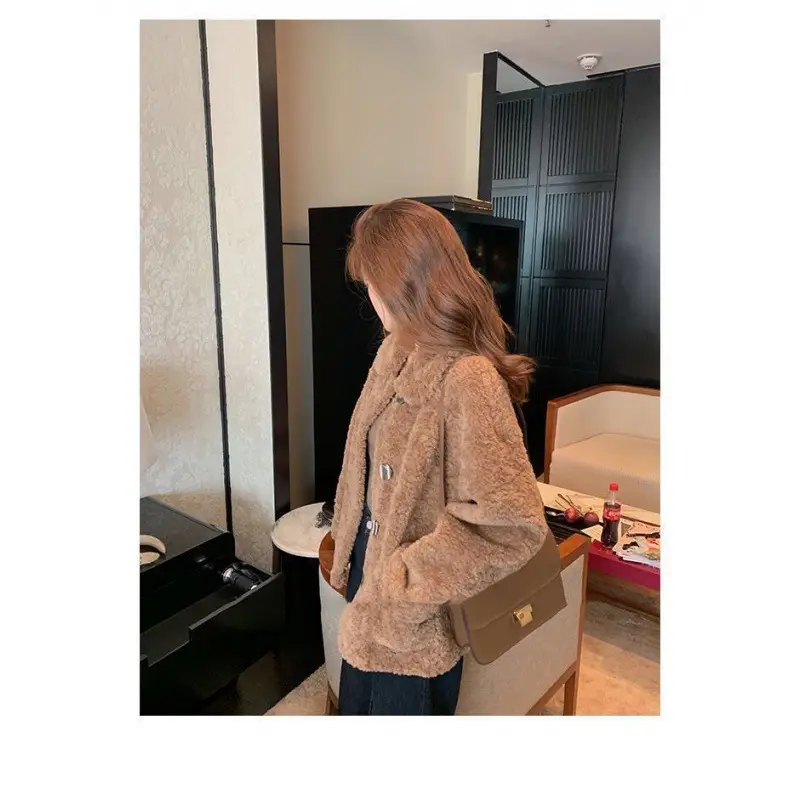 Women Fleece Cardigan Sweater Hooded Coat Solid Color - Image 6