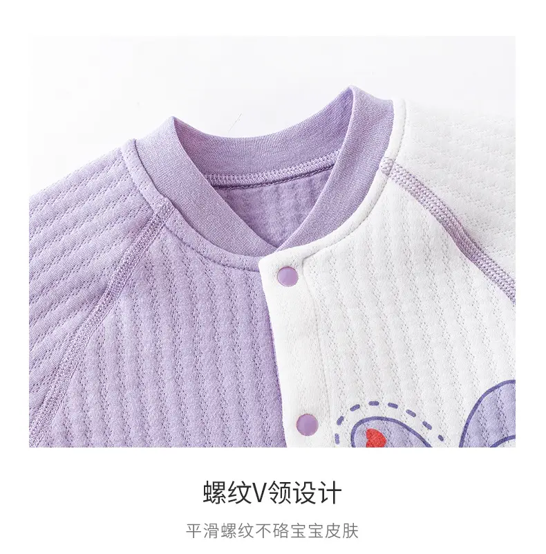 Baby Quilted Jumpsuit White Purple Bunny Print — feature 11