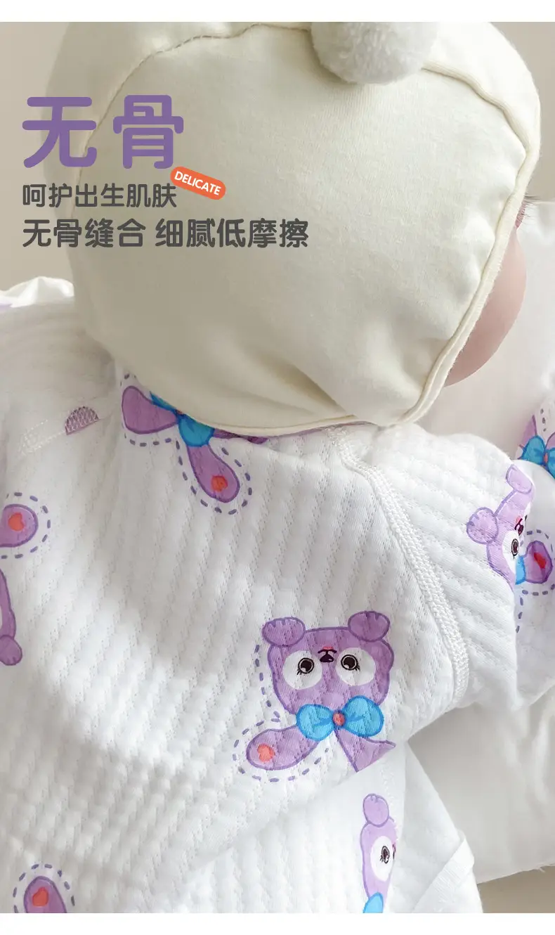 Baby Quilted Jumpsuit White Purple Bunny Print — feature 6