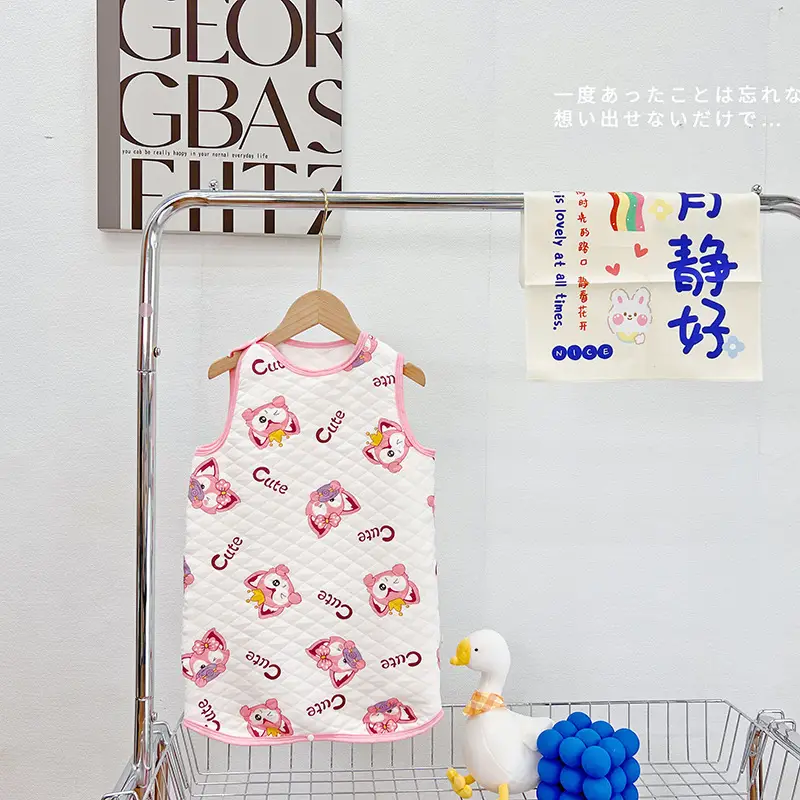 Baby Quilted Nightgown Vest Spring Autumn Warm Sleepwear