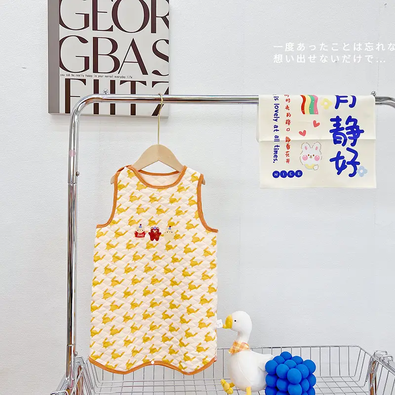 Baby Quilted Nightgown Vest Spring Autumn Warm Sleepwear