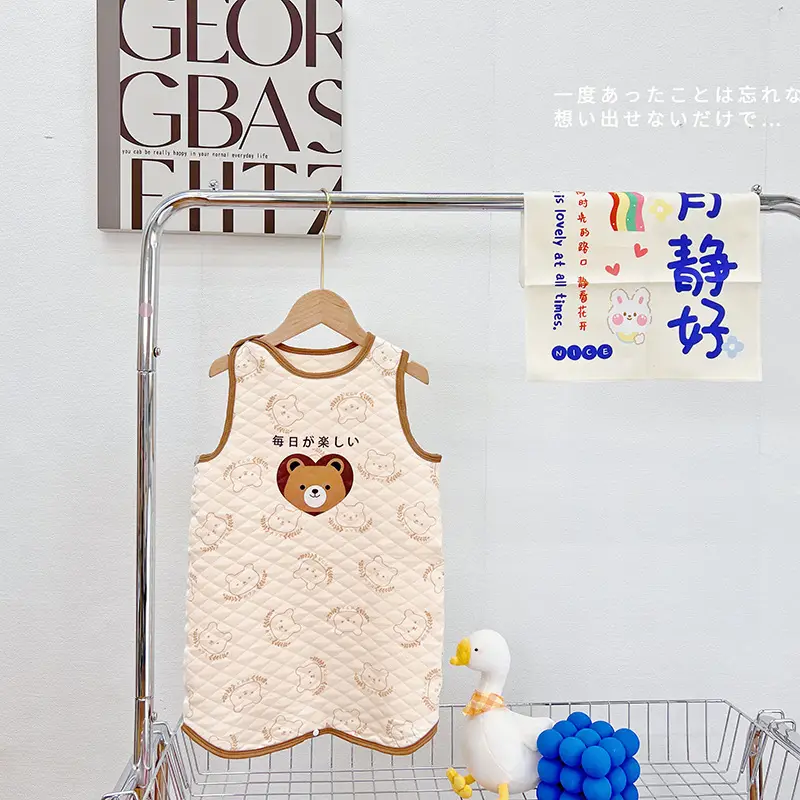 Baby Quilted Nightgown Vest Spring Autumn Warm Sleepwear